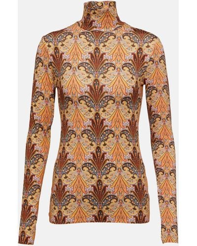 Etro Paisley Jersey Top - Brown