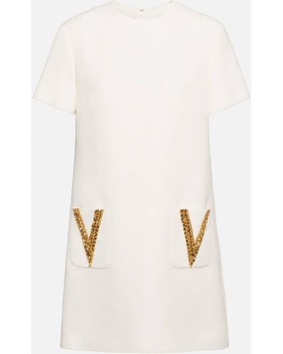 Valentino Embellished Crepe Couture Minidress - Natural