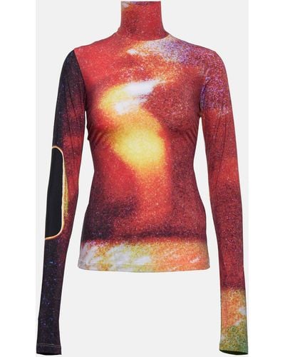 MM6 by Maison Martin Margiela Printed Turtleneck Top - Red