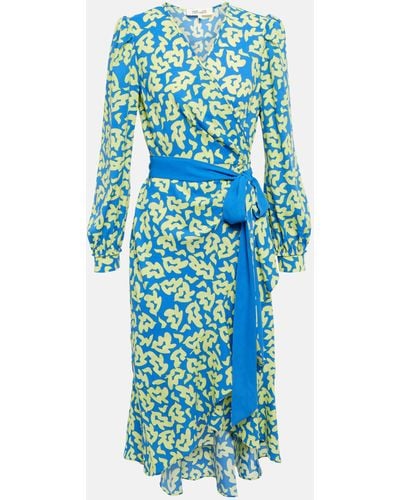 Diane von Furstenberg Printed Tie-waist Midi Dress - Blue