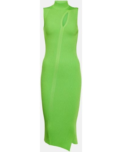 Versace Cutout Turtleneck Knit Midi Dress - Green