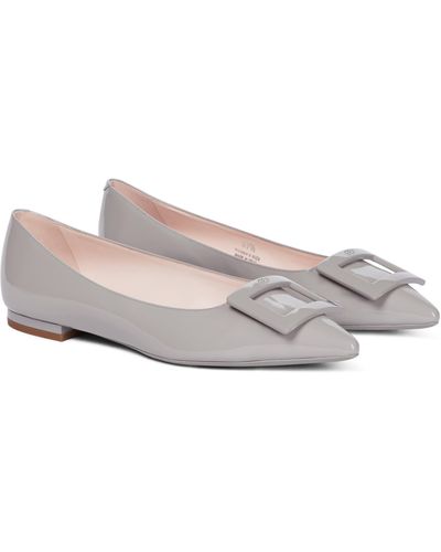 Roger Vivier Gommettine Ball Patent Leather Ballet Flats - Grey