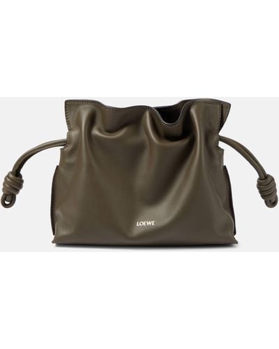 Loewe Flamenco Mini Leather Clutch Bag - Green