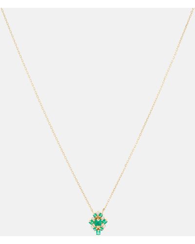 Suzanne Kalan 18kt Gold Necklace With Emeralds And White Diamonds