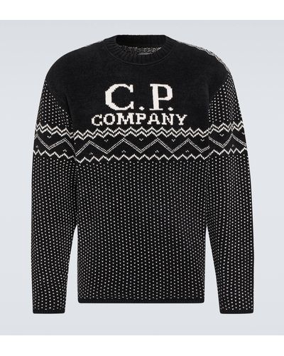 C.P. Company Chenille Cotton Jacquard Sweater - Black
