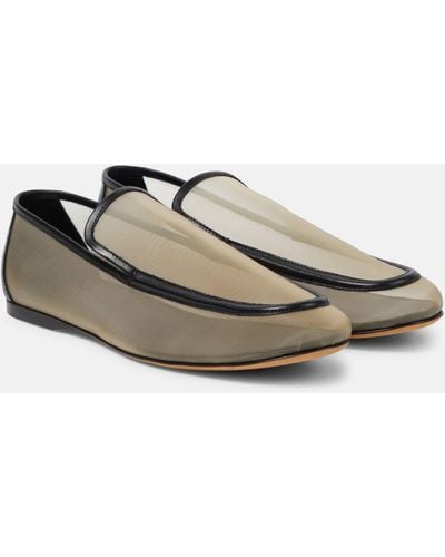 Khaite Alessia Leather-trimmed Mesh Loafers - Natural