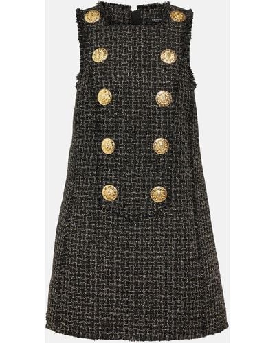 Balmain Embellished Tweed Minidress - Black