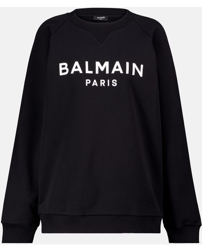 Balmain Logo Cotton Jersey Sweatshirt - Black