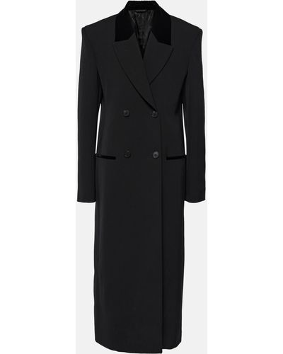 Givenchy Velvet-trimmed Wool Coat - Black