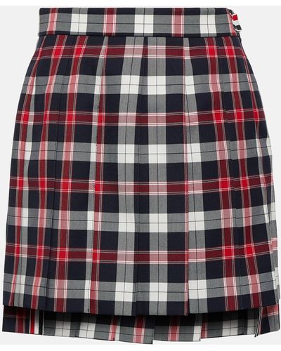 Thom Browne Pleated Wool-blend Miniskirt - Red