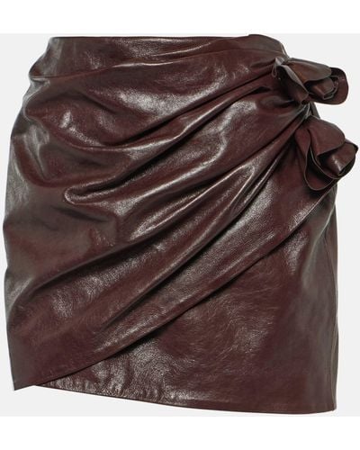 Magda Butrym Floral-applique Leather Miniskirt - Brown