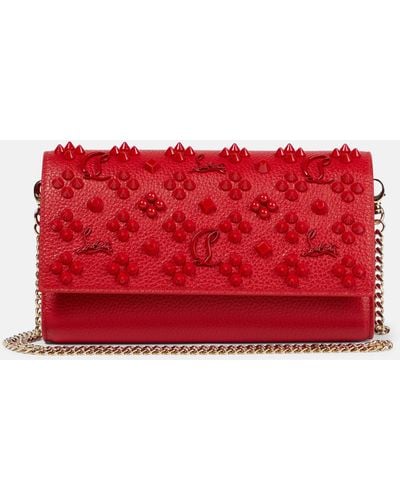 Christian Louboutin Paloma Embellished Leather Clutch - Red