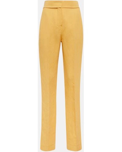 Jacquemus Le Pantalon Tibau Linen-blend Pants - Yellow