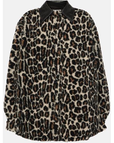 Maison Margiela Leopard-print Faux Fur Shirt - Black