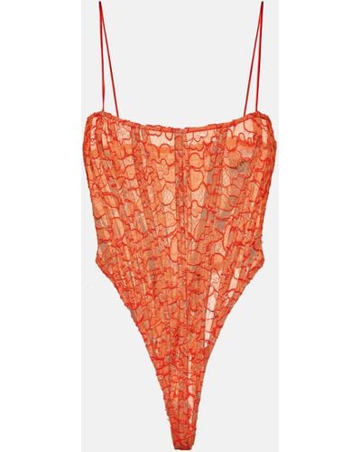 LAQUAN SMITH Lace Bodysuit - Red