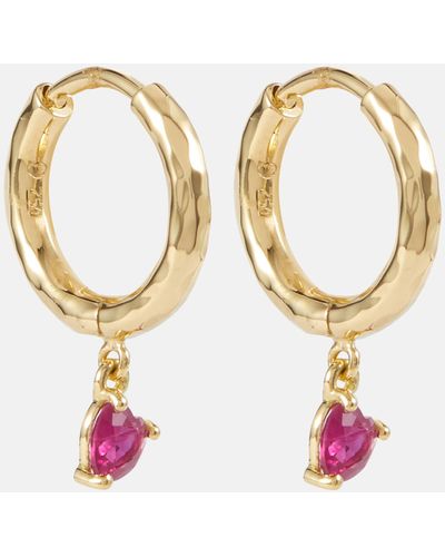 Octavia Elizabeth Charmed Micro Gabby 18kt Gold Hoop Earrings With Ruby - Pink