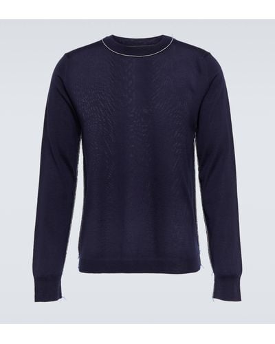 Maison Margiela Work In Progress Seam-detail Wool Sweater - Blue