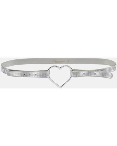 Blumarine Heart Crystal-embellished Belt - White