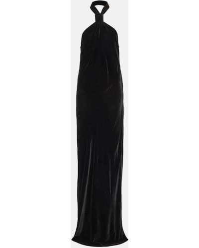 Ann Demeulemeester Halterneck Velvet Maxi Dress - Black