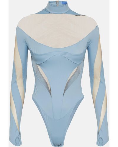 Mugler Panelled Bodysuit - Blue