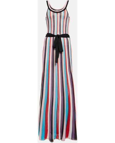 Rebecca Vallance Malaga Metallic Striped Knitted Maxi Dress - White