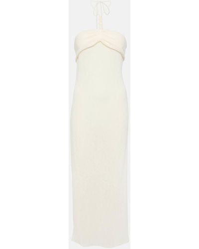 Magda Butrym Pearl-detail Halterneck Midi Dress - White