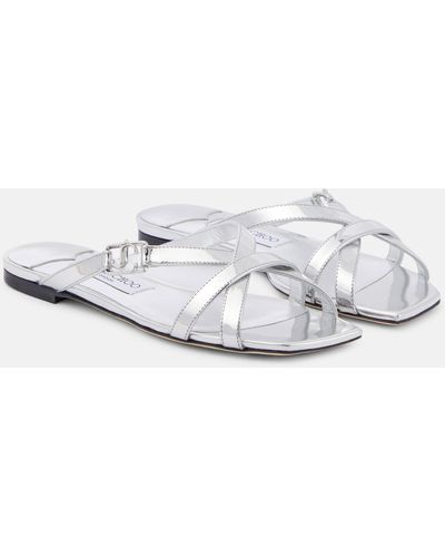 Jimmy Choo Jess Metallic Leather Sandals - White