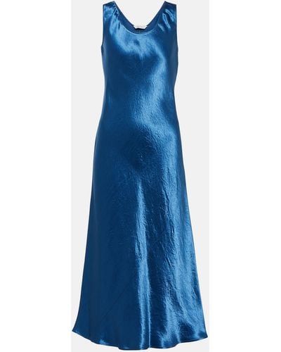 Max Mara Talete Satin Midi Slip Dress - Blue