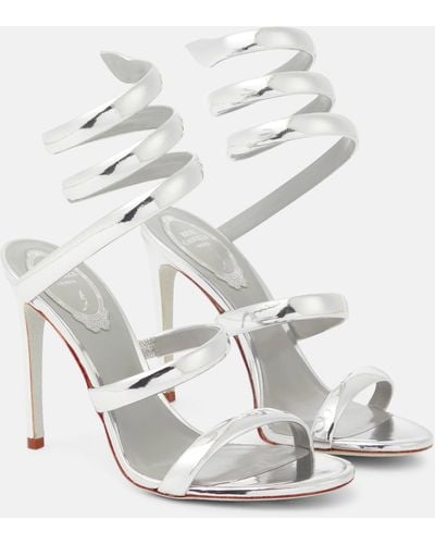 Rene Caovilla Cleo Metallic Leather Sandals - White