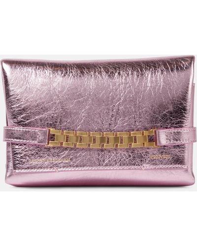 Victoria Beckham Chain Pouch Mini Leather Shoulder Bag - Purple