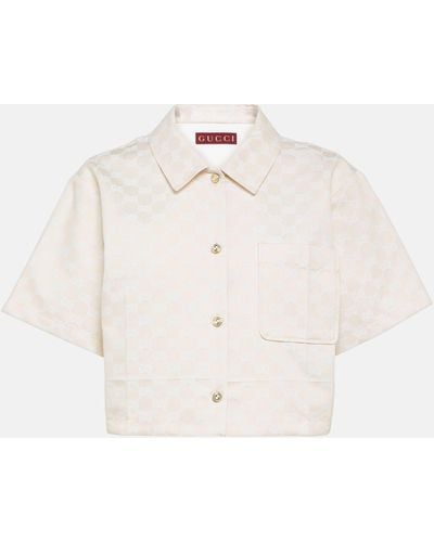 Gucci GG Cropped Gabardine Shirt - White