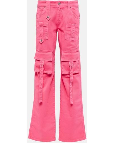 Blumarine Low-rise Denim Cargo Pants - Pink