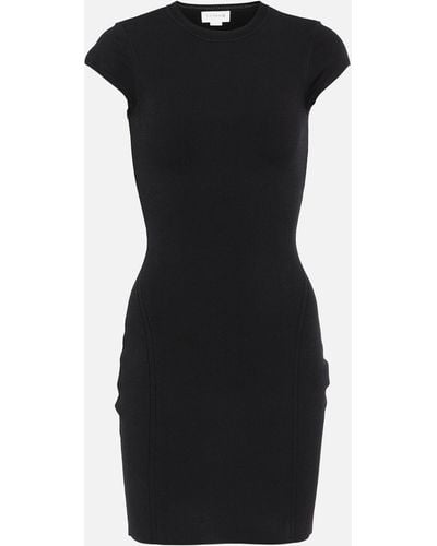 Victoria Beckham Cap-sleeve Knitted Minidress - Black