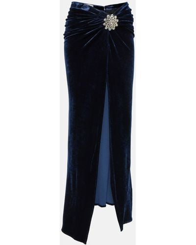 Rabanne Embellished Velvet Maxi Skirt - Blue