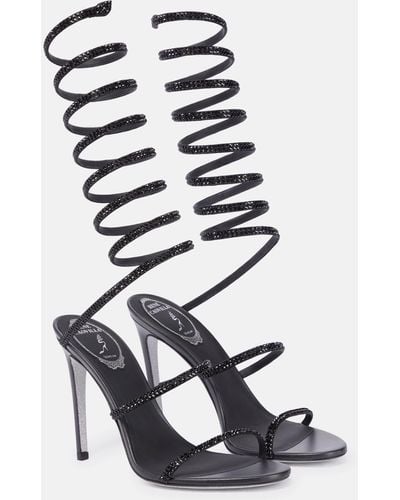 Rene Caovilla Cleo Crystal-embellished Satin Heeled Sandals - White