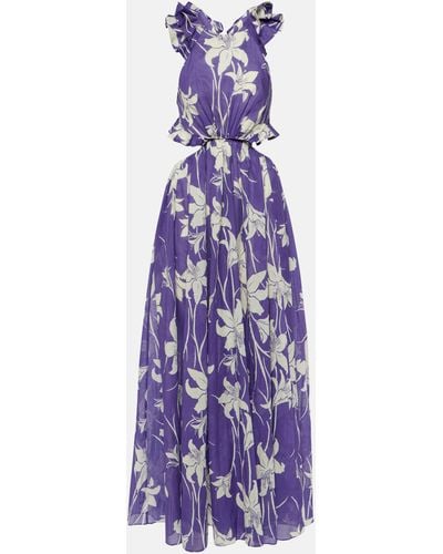 Zimmermann Acadian Floral Cotton Maxi Dress - Purple