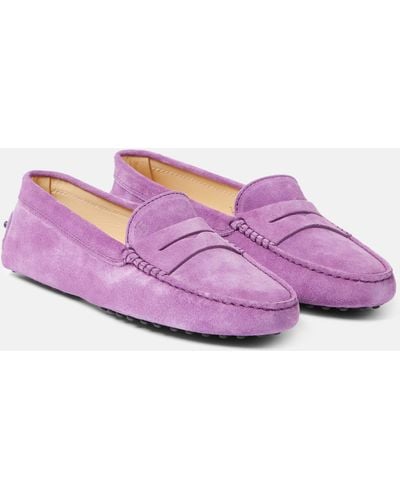 Tod's Gommino Suede Loafers - Purple