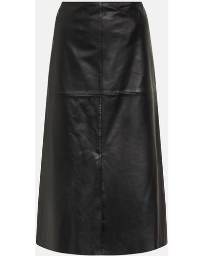 JOSEPH Sidena Leather Midi Skirt - Black