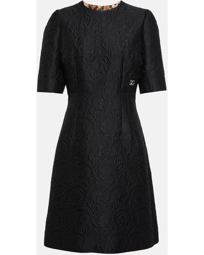 Dolce & Gabbana Floral Jacquard Midi Dress - Black