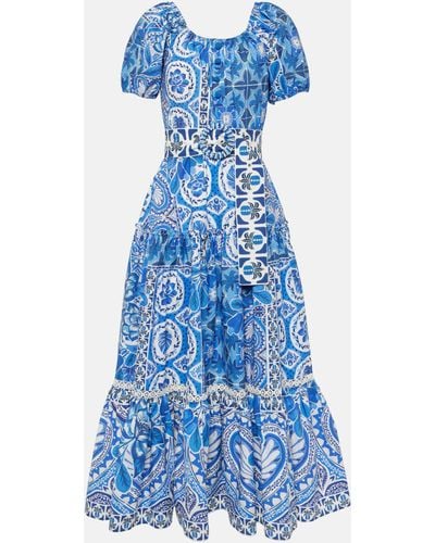 FARM Rio Tile Dream Cotton Maxi Dress - Blue