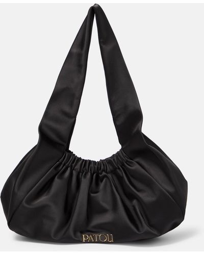 Patou Le Biscuit Satin Shoulder Bag - Black