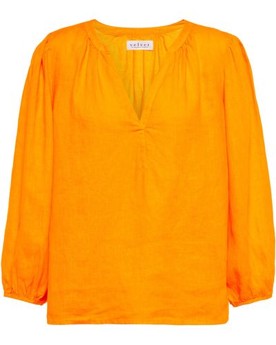 Velvet Ileana Linen Blouse - Orange
