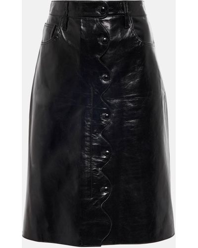 Citizens of Humanity Scallop Leather Midi Skirt - Black