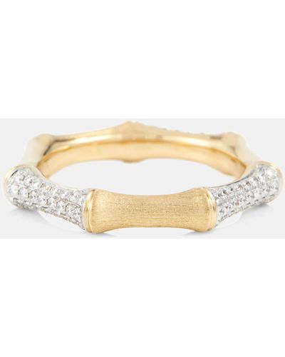 Rainbow K Bamboo 14kt Gold Ring With Diamonds - Metallic