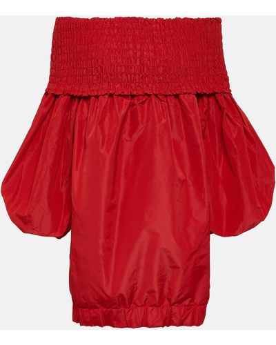 Patou Smocked Off-shoulder Crepe Minidress - Red