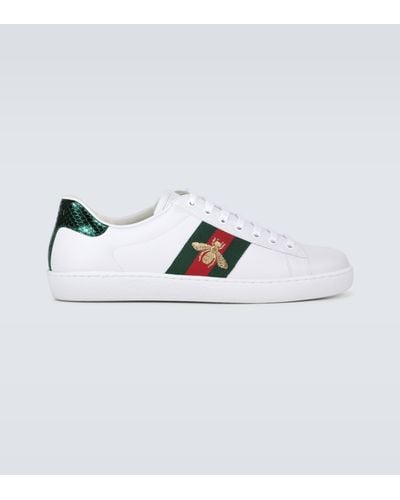 Gucci Ace Embroidered Leather Sneaker - White