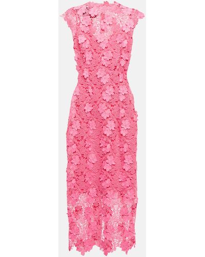Monique Lhuillier Lace Midi Dress - Pink