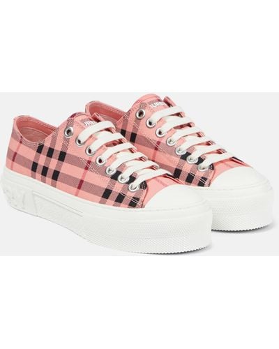 Burberry Jack Check-print Leather Low-top Sneakers - Multicolour