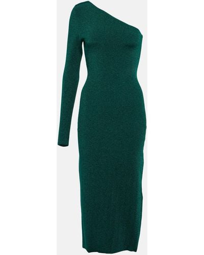 Victoria Beckham One-shoulder Knitted Midi Dress - Green