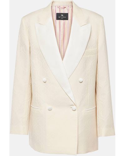 Etro Floral Cotton And Wool Jacquard Blazer - Natural